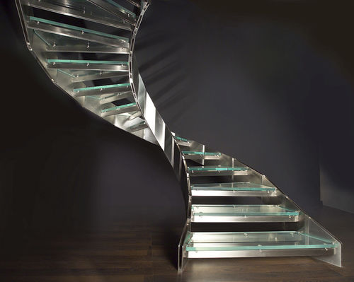 循环楼梯 - LUXE - ESCALIER DESIGN 14 - 玻璃台阶 / 金属结构 / 现代风格
