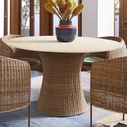 现代风格餐桌 - CARIBE NATURAL - Ames design - 柳编 / 铝制 / 镀锌钢桌脚