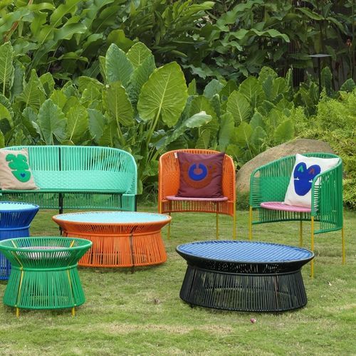 现代风格茶几 - CARIBE  - Ames design - 钢 / 再生塑料 / 镀锌钢桌脚