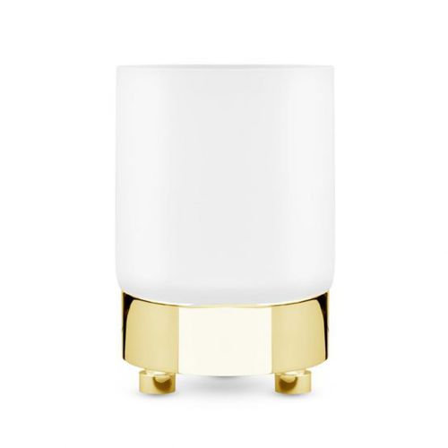 商用牙刷架 - FROSTED CRYSTAL GLASS, BRASS GOLD PLATED - Klomfar GmbH