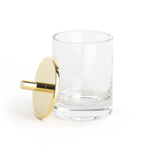 黄铜收纳瓶 - ROUND UP CLEAR GLASS / GOLD - Klomfar GmbH - 水晶 / 带盖 / 用于浴室