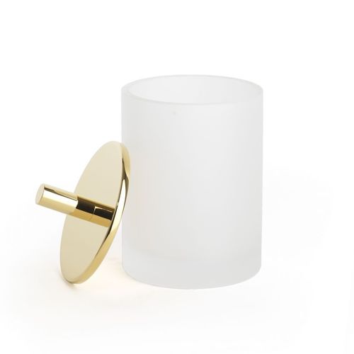 玻璃收纳瓶 - ROUND UP FROSTED GLASS / GOLD - Klomfar GmbH - 带盖 / 用于浴室