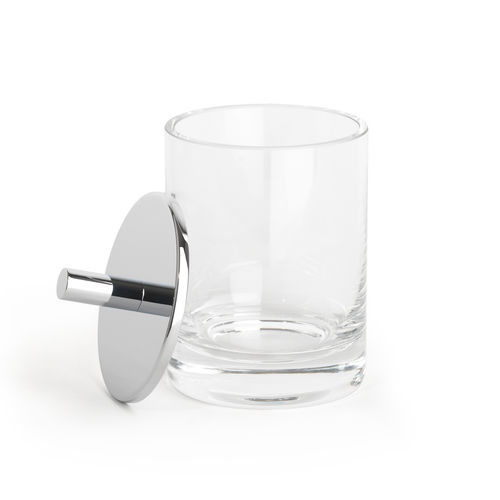水晶收纳瓶 - ROUND UP CLEAR GLASS / CHROME - Klomfar GmbH - 带盖 / 用于浴室