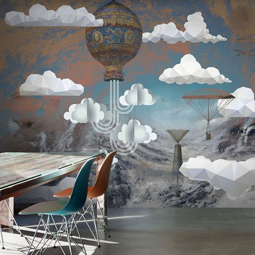 现代风格墙纸 - A SKY FULL OF DREAMERS - Neodko - 无纺布 / 场景图案 / 灰色