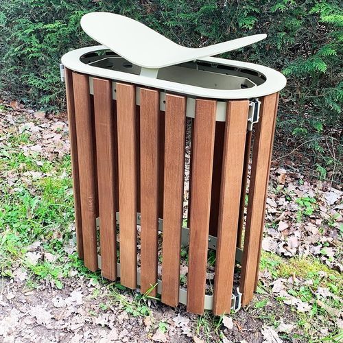 公共垃圾袋架 - S Cité Bois - Objets Publics - 落地式 / 热喷漆钢 / 实木