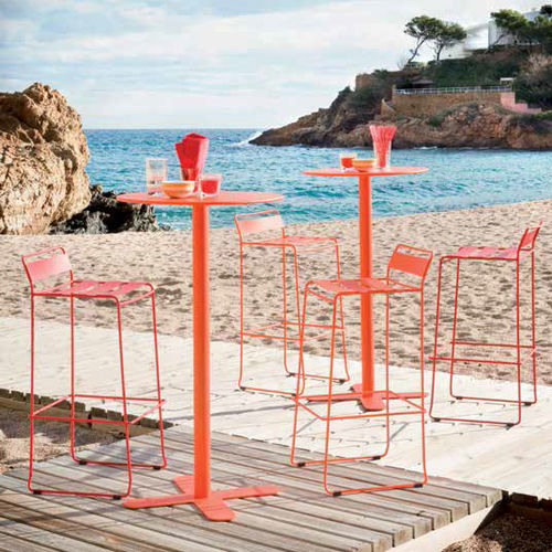 现代风格桌 - ANTIBES - iSi Contract - 电镀钢 / 镀锌钢桌脚 / 圆形