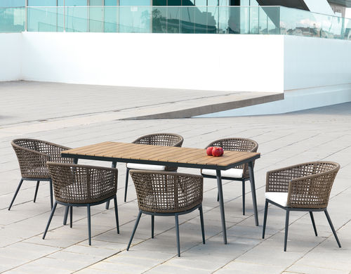 现代风格餐桌 - ROMA - ARKIMUEBLE - 柚木 / 铝座桌脚 / 长方形