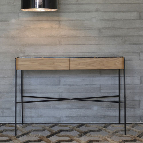 现代风格玄关桌 - BOUVET CONSOLE PORTORO - MAAMI HOME - 栎木 / 大理石 / 涂漆金属钢桌脚