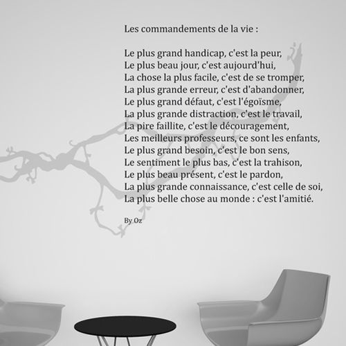 文字墙贴 - POESIE NOCTURNE COMMANDEMENTS DE LA VIE - Atelier d'Art Osmoze - Design & décoration murale