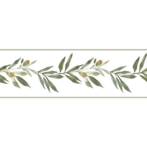 现代风格墙纸边框 - Olive Branch  - York wallcoverings - 印花 / 白色 / 绿色