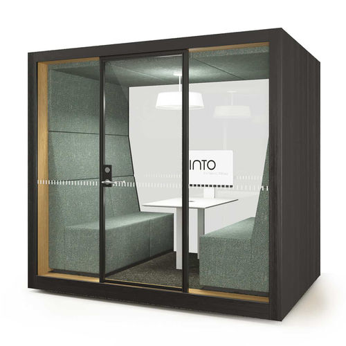 声学办公桌POD - POD ROLL GLASS - INTO Concept - 玻璃门 / 内置插座 / 布料