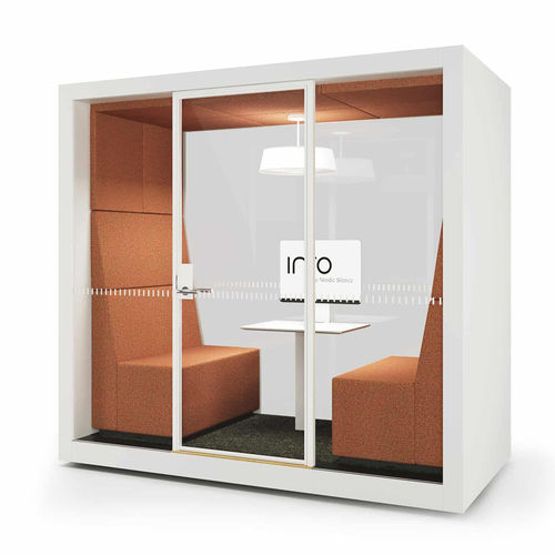内置照明办公桌POD - POD ROLL SMALL - INTO Concept - 声学 / 玻璃门 / 带LED照明设备