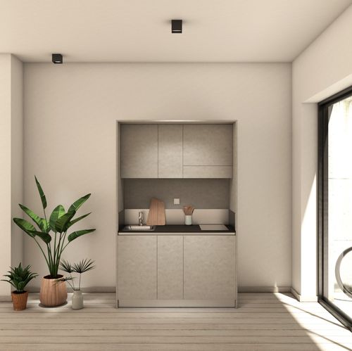 现代迷你厨房 - ARIA 139 - MiniCucine.com - 紧凑型 / 三聚氰胺 / 整体式