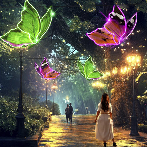 户外雕塑 - BUTTERFLY 3D AVENUE - Terra Group - 花园 / LED照明 / 悬挂式