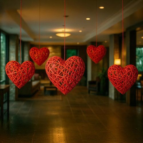 玻璃纤维雕塑 - OPENWORK HEART 3D - Terra Group - 悬挂式 / 公共空间 / 红色