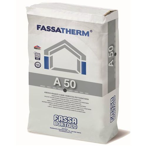 固结砂浆胶合剂 - FASSATHERM® A 50 - Fassa Bortolo - 用于外墙外部隔热 / 水泥