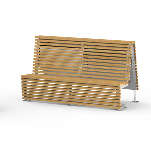 现代风格公共长椅 - 02.025.1 - ZANO Street Furniture - 松木 / 不锈钢 / HPL