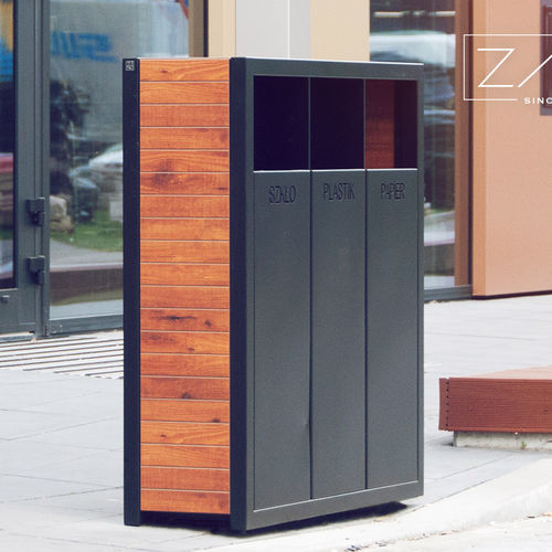 公共垃圾桶 - PAVO 15.063 - ZANO Street Furniture - 垃圾分类 / 电镀钢 / 不锈钢
