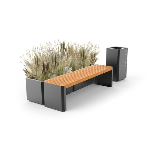现代风格公共长椅 - STILO - ZANO Street Furniture - 硬木 / 钢 / 不锈钢