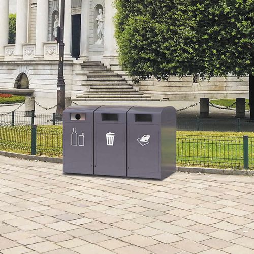 公共垃圾桶 - CITYPACK - FINBIN Products/ Lehtovuori Oy - 垃圾分类 / 电镀钢 / 带盖