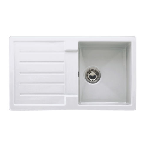 单槽厨房水槽 - FRSD-1 WH - CATA - 带沥水架 / 复合材料 / 嵌入式