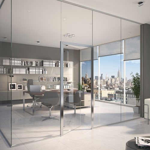 固定式隔板 - PROFIX DOOR - Logli Massimo Spa - 模块化 / 玻璃 / 铝制