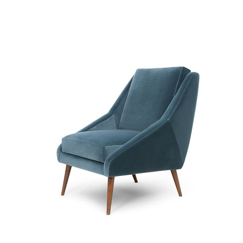 现代风格扶手椅 - Obama Armchair - Larforma - 布料 / 山毛榉木 / 蓝色