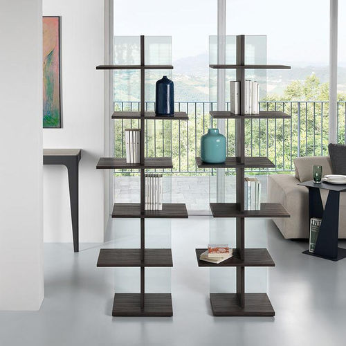 现代风格书架 - STEP - pezzani home collection - 玻璃 / 钢 / 玻璃门