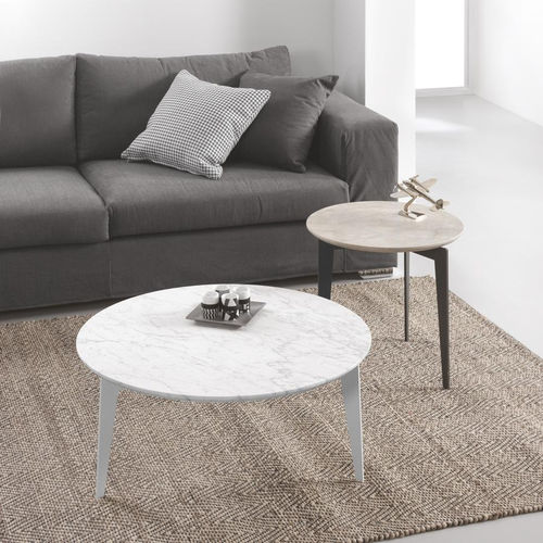 现代风格茶几 - NORDIC - pezzani home collection - 淬火玻璃 / 大理石 / 钢座桌脚