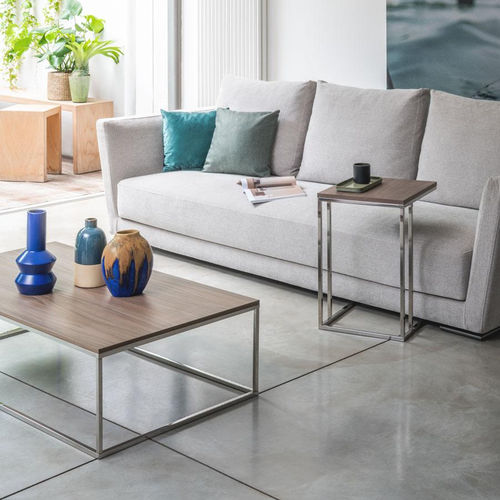 现代风格边桌 - LAMINA - pezzani home collection - 层压材料 / 不锈钢桌脚 / 环形