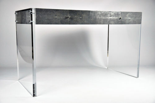 现代风格办公桌 - D807ST/PL - GINGER BROWN - 鲨鱼皮 / Plexiglas®宝克力 / 带收纳