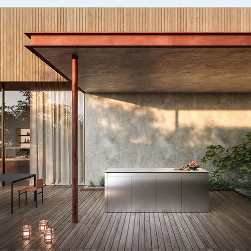户外现代厨房岛台 - K6  - Boffi - Corian®可丽耐 / 不锈钢 / 白色