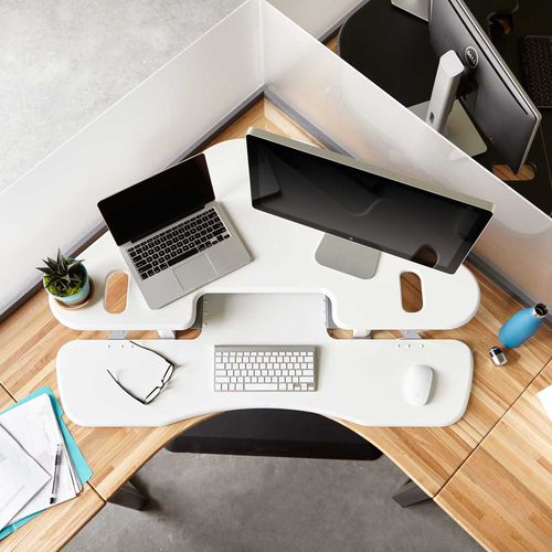 现代风格办公桌 - CUBE CORNER 48™ WHITE - VARIDESK - 金属 / 转角 / 高度可调节