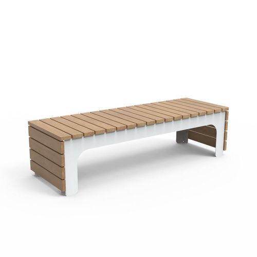 现代风格公共长椅 - BLOCKS CROSS - CROSO FRANCE - 粉末涂层钢 / 钢 / 硬木