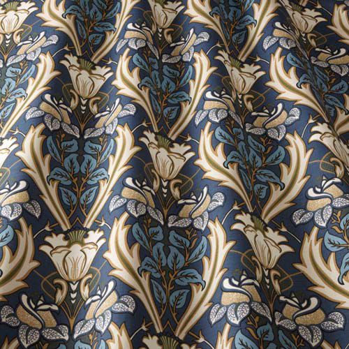 室内装饰面料 - NAVY FLORAL - Loome Fabrics - 用于窗帘 / 花朵图案 / 棉质