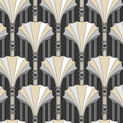 窗帘面料 - DECO ECLECTIC DECO SCALLOP COLUMNS - Loome Fabrics - 图案 / 棉质
