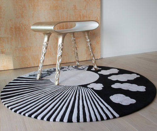 现代风格地毯 - W.I.M.P. - MANUFACTURE DE TAPIS DE BOURGOGNE - 条纹 / 羊毛 / 圆形