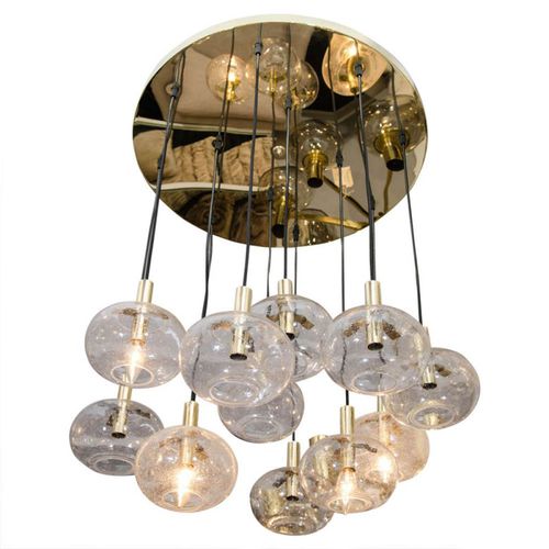 现代风格枝形吊灯 - KA1872 SUSPENDED GLOBES - Alan Mizrahi Lighting - 玻璃 / 黄铜 / 球形