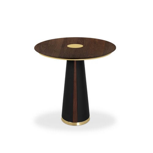 现代风格酒吧小圆桌 - BERTOIA - Essential Home - 胡桃木 / 抛光黄铜 / 黄铜桌脚