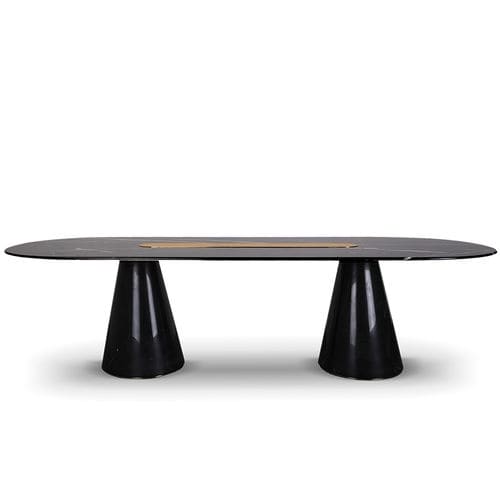 现代餐桌 - BERTOIA BIG - Essential Home - 抛光黄铜 / 大理石 / 大理石底座桌脚