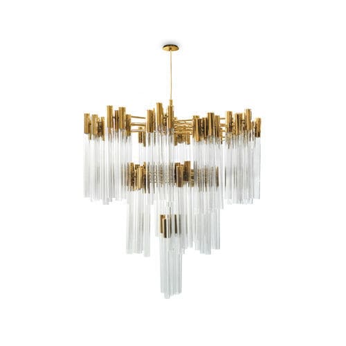 现代风格枝形吊灯 - BURJ - LUXXU MODERN DESIGN & LIVING - 水晶 / 镀金黄铜 / 商用