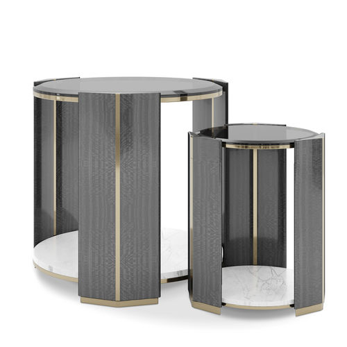 现代风格边桌 - Algerone Set - LUXXU MODERN DESIGN & LIVING - 木质 / 雾状玻璃 / 抛光黄铜