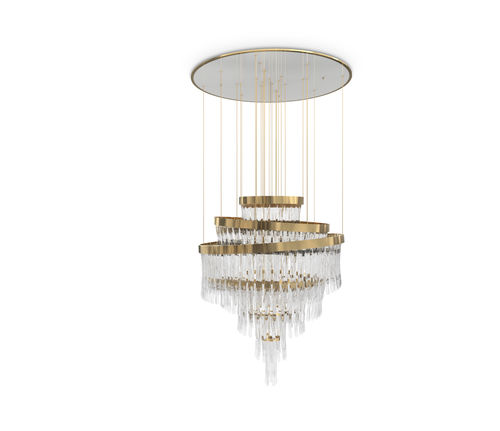现代风格枝形吊灯 - BABEL - LUXXU MODERN DESIGN & LIVING - 水晶 / 镀金黄铜 / 商用