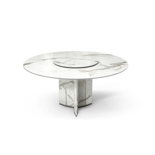 现代风格餐桌 - ALGERONE  - LUXXU MODERN DESIGN & LIVING - Dekton®材料 / 抛光不锈钢桌脚 / 带Dekton®底座