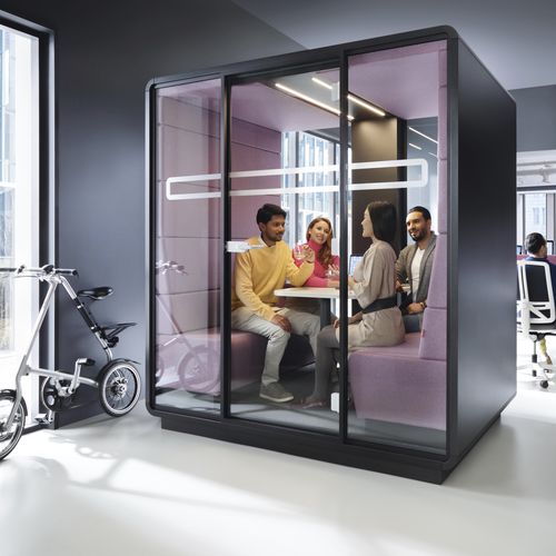 声学办公桌POD - HUSHMEET - Mikomax Smart Office - 玻璃门 / 人体工学 / 带LED照明设备