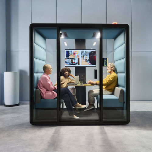 声学办公桌POD - HushFree.M - Mikomax Smart Office - 玻璃门 / 内置照明 / 带视频会议系统