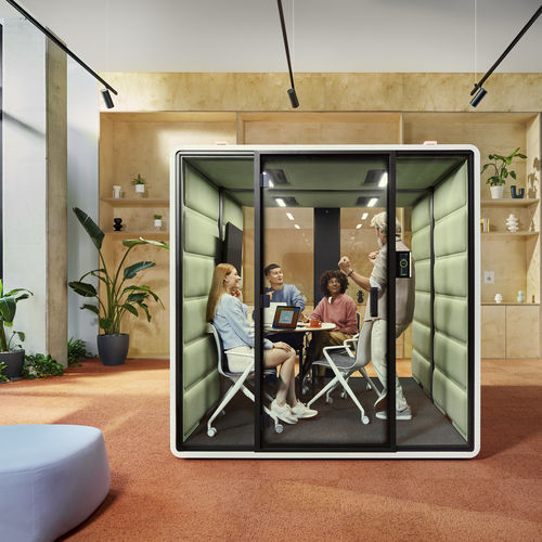 声学办公桌POD - HushFree.L - Mikomax Smart Office - 玻璃门 / 内置照明 / 带视频会议系统