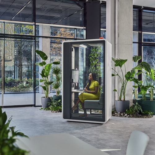 内置照明办公桌POD - HushFree.S.Hybrid - Mikomax Smart Office - 声学 / 人体工学 / 1人