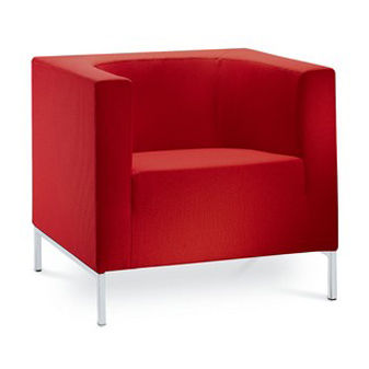现代风格扶手椅 - KUBIK - LD Seating s.r.o. - 皮质 / 布料 / 红色