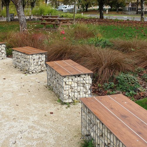 现代风格公共长椅 - COMPACT - ID GABION - L'AGENCE URBAINE - 合成金属 / 电镀钢 / HPL